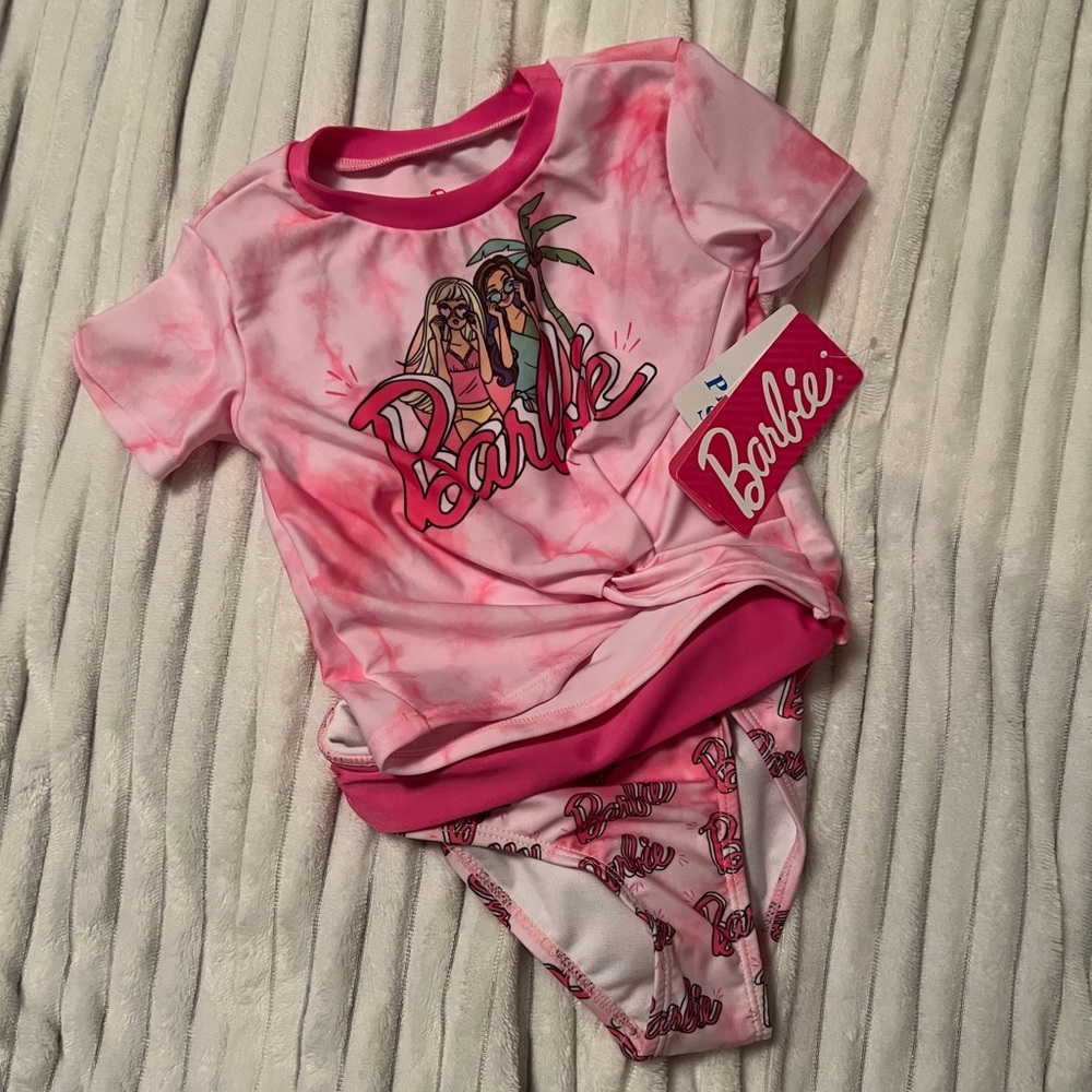 Girls Size 4 Barbie Pink Swimsuit